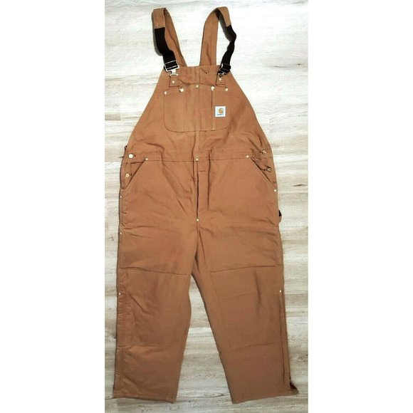 Carhartt Other - Carhartt Mens Quilt Lined Duck Brown Bib Overalls